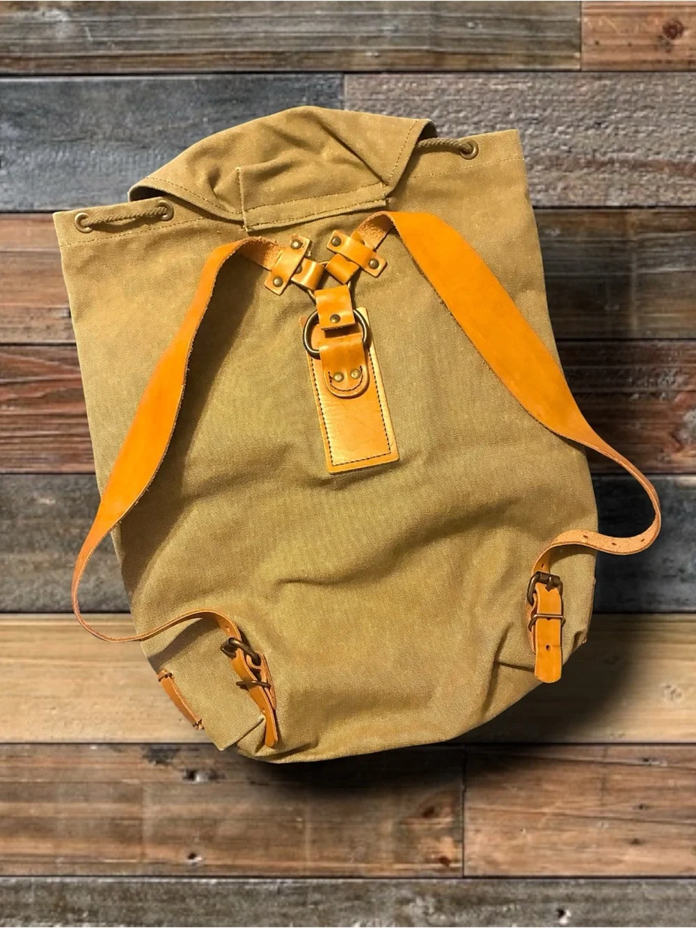 **NWOT** J. PETERMAN COMPANY HEAVY CANVAS/ LEATHER BACKPACK